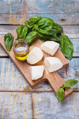 fresh basil and mozzarella