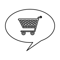 speech bubble with shopping cart isolated icon