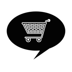 speech bubble with shopping cart isolated icon