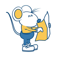 Cute mouse worker cartoon icon vector illustration graphic design
