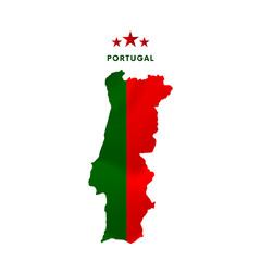 Portugal map with waving flag. Vector illustration.