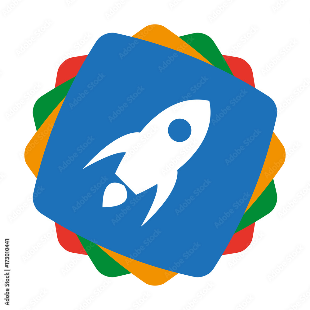 Poster app icon bunt - rakete - fliegend - start up