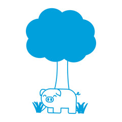 tree and cute pig icon