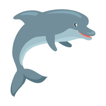 Dolphin Cartoon Flat Vector Illustration