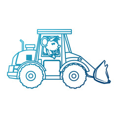 Cute mouse worker driving forklift cartoon icon vector illustration graphic design