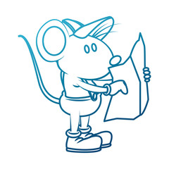 Cute mouse worker cartoon icon vector illustration graphic design