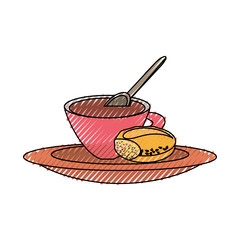 coffee cup and bread   vector illustration