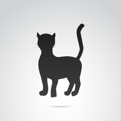 Black cat vector icon.