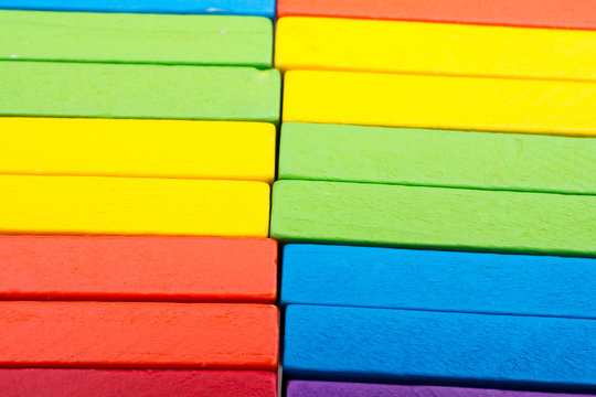 Coorful domino blocks on white background