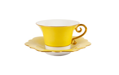 Yellow cup and saucer