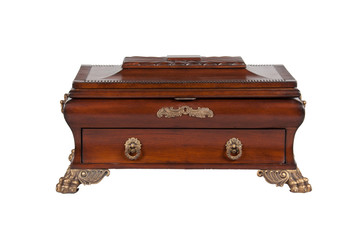 The closed casket on a white background