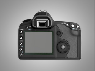 photo camera 3d render on grey background