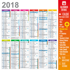 Fototapeta premium Calendrier 2018 - Éditable