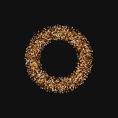 Obraz premium Red round gold glitter. Smal bagel with red round gold glitter on black background. Curious Vector illustration.