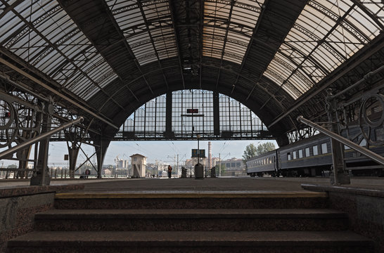 Passenger platform Lviv-Holovnyi, the main railway terminal in Lviv, Ukraine