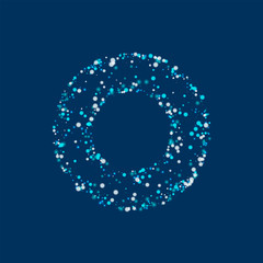 Amazing falling snow. Bagel shaped frame with amazing falling snow on deep blue background. Beauteous Vector illustration.