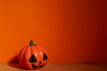 halloween holiday concept pumpkin on wooden table