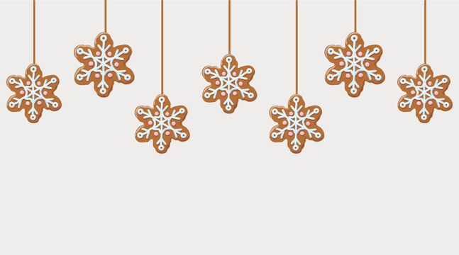 Hanging gingerbread snowflakes cookies