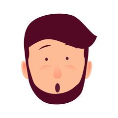 Surprised Young Man Rosy Face Flat Vector Icon
