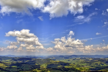 View from the mountain to the horizon. Carpathians