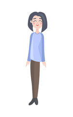 Happy Woman Cartoon Character Vector Icon