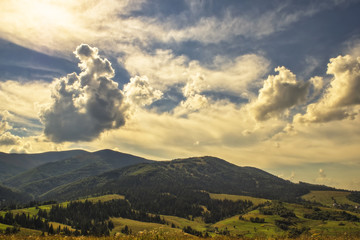 Viewn on the mountains. Carpathians