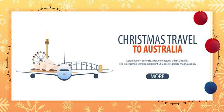 Christmas Travel to Australia. Winter travel. Vector illustration.