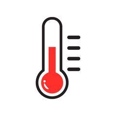 thermometer icon, hot temperature
