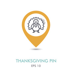 Turkey mapping pin icon. Harvest. Thanksgiving