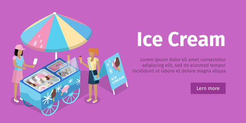 Ice Cream Trolley in Isometric Projection. Vector
