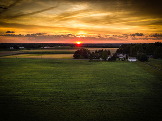 Aerial of Plainsboro NJ Sunset