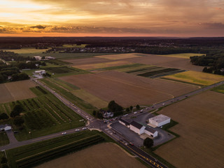 Aerial of Plainsboro NJ Sunset