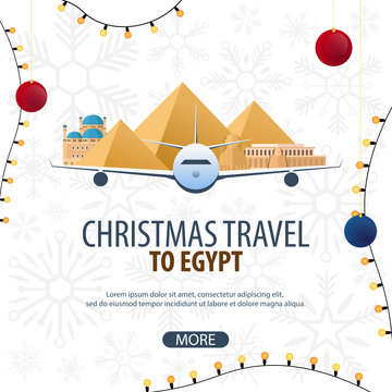 Christmas Travel to Egypt. Winter travel. Vector illustration.