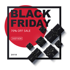 black Friday 2018 place for text christmas boxes top view design