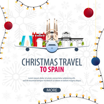 Christmas Travel to Spain. Winter travel. Vector illustration.