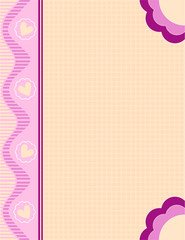 Pink and beige background with hearts and dots