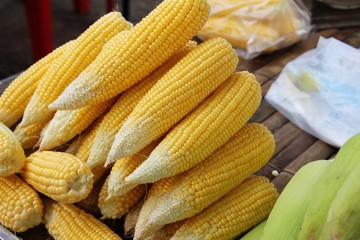 Fresh corn for cooking in the market