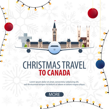 Christmas Travel to Canada. Winter travel. Vector illustration.