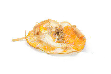 crepe roll with egg,Thai dessert on white background