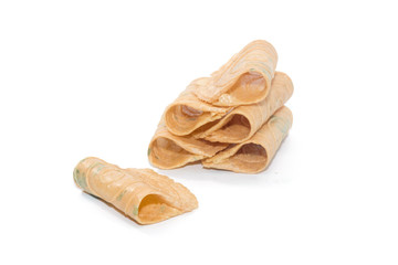 biscuit curl,Thai snack on white background