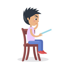 Profile of Boy Sitting on Chair, Read Fairy Tale