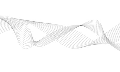 Abstract wave element for design. Digital frequency track equalizer. Stylized line art background. Vector illustration. Wave with lines created using blend tool. Curved wavy line, smooth stripe.
