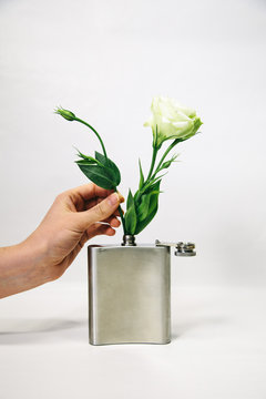Lisianthus in a flask