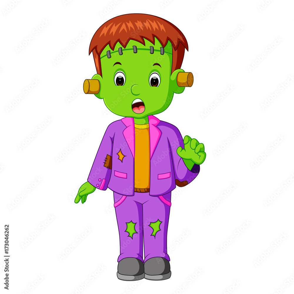 Sticker Halloween Frankenstein cartoon