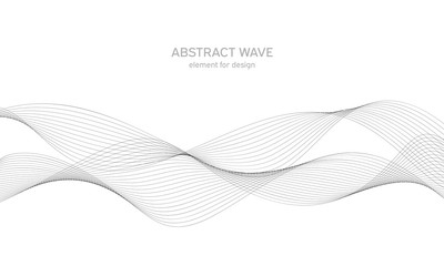 Fototapeta Abstract wave element for design. Digital frequency track equalizer. Stylized line art background. Vector illustration. Wave with lines created using blend tool. Curved wavy line, smooth stripe. obraz