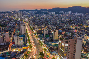 seoul city night in south korea 