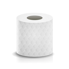 Paper Tape Roll Vector. Bathroom Hygiene. 3D Toilet Paper Blank. Packaging Kitchen Towel, Toilet Paper Roll Isolated Illustration