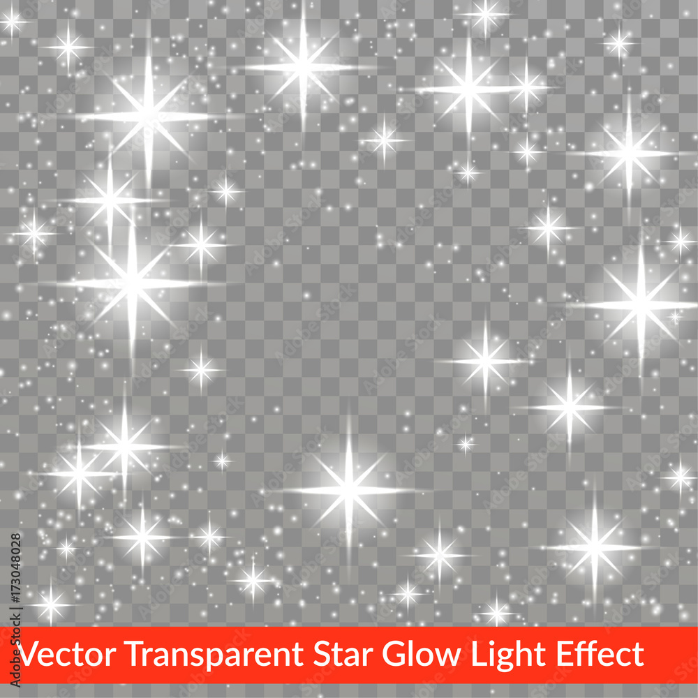 Poster star glow sparkling light effect isolated over checkered background