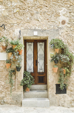 Door and pots of a house