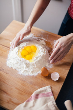 Woman preparing homemade pasta
